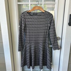 Ivanka trump black and white textured baby doll dress size 6